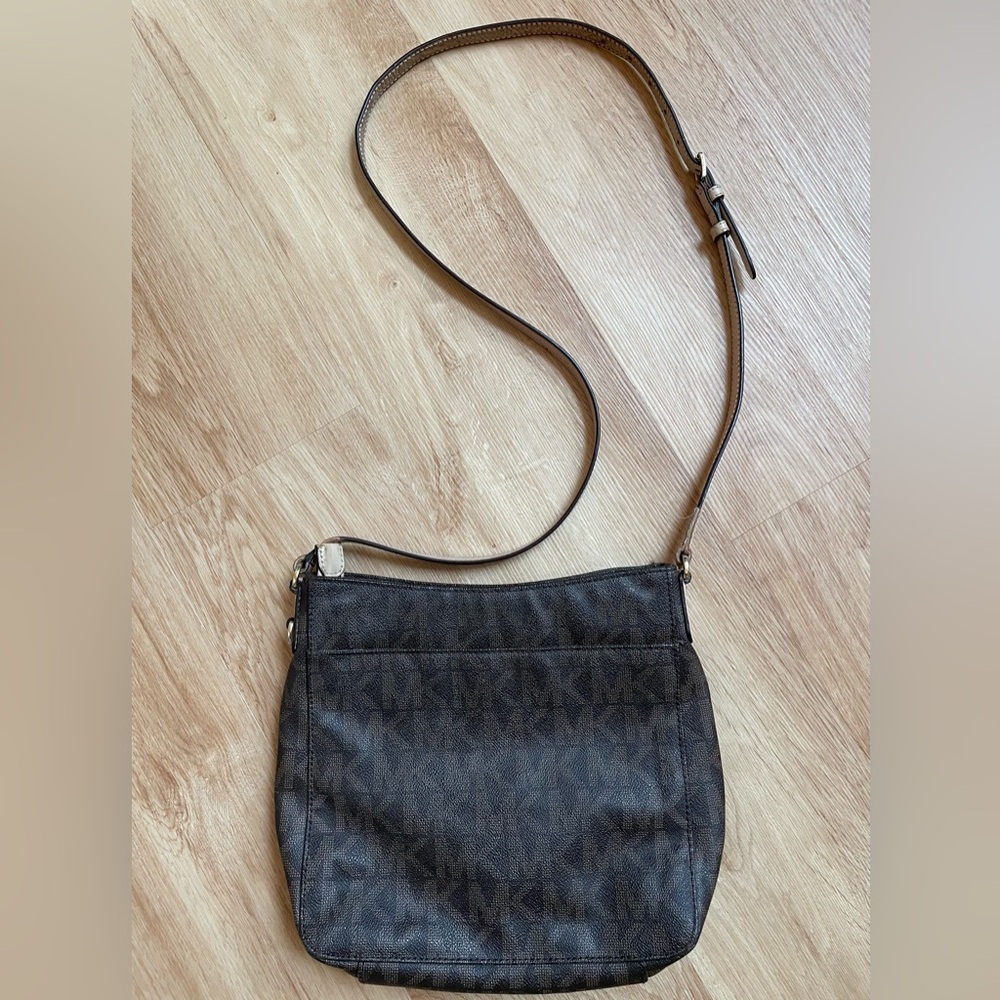 Michael Kors jet set travel large logo messenger bag crossbody brown gold $348 - Picture 5 of 13